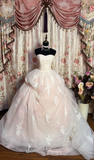 Light Pink Strapless A-Line Tulle Quinceanera Dress Birthday Ball Gown Wedding Dress, HZ0319
