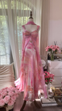 Retro Pink Sweetheart Floral Elegant Design A-line Romantic Chiffon Evening Dress Prom Dress HZ0319