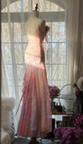 Vintage Pink Floral A-line Spaghetti Strap Irregular Hem Evening Dress Prom Dresses, HZ0319