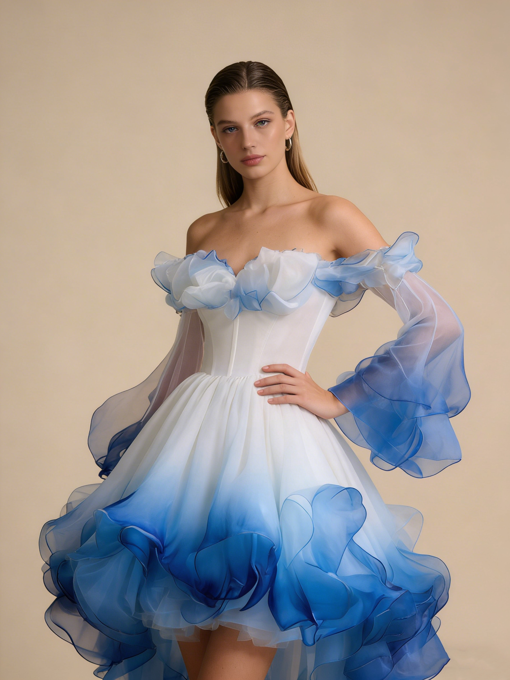 Beauty Homecoming Dress Ombre Off Shoulder Ruffle Short Prom Dress Birthday Party Outfits Cocktail Dress HZ0319
