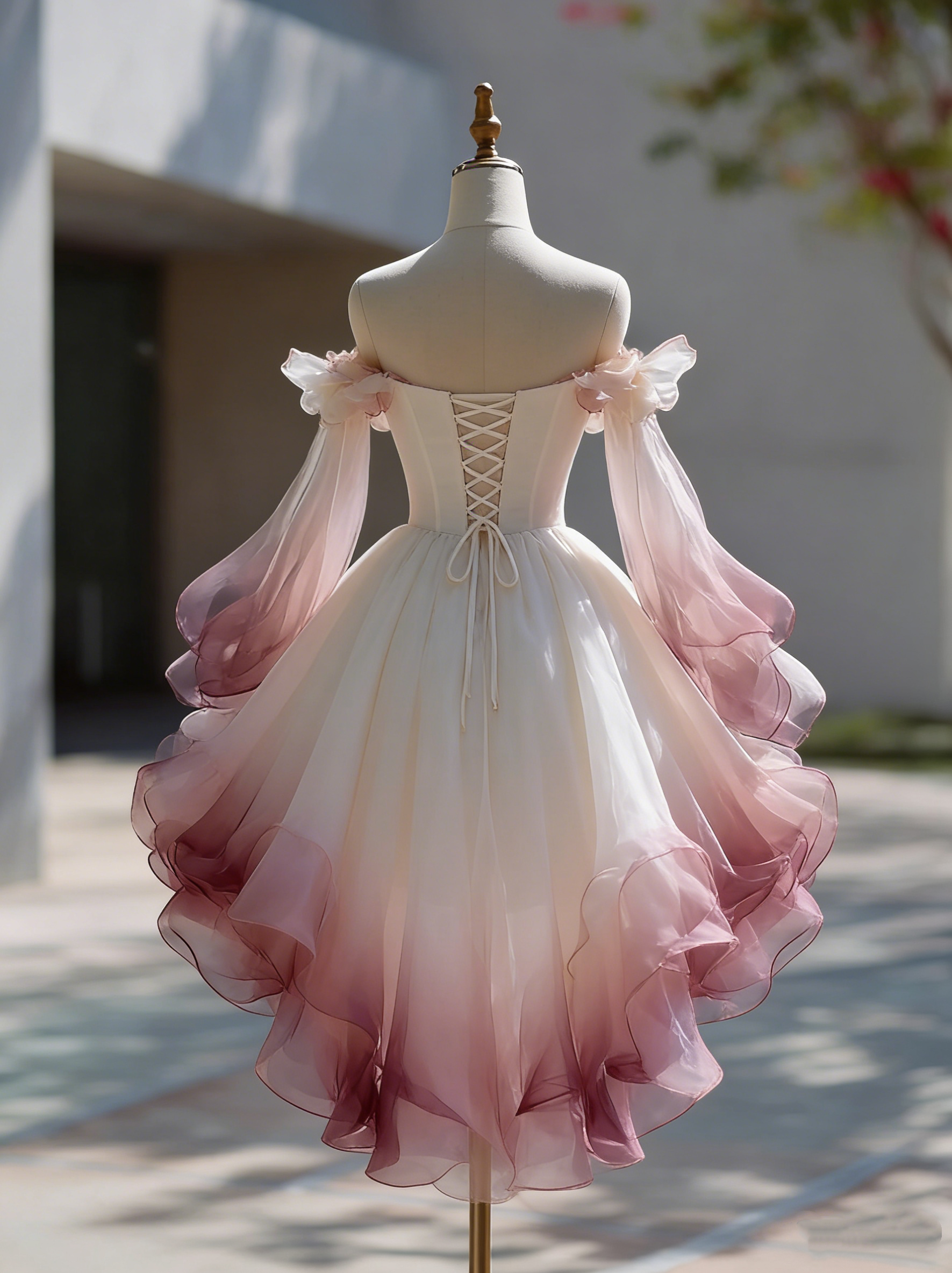 Beauty Homecoming Dress Ombre Off Shoulder Ruffle Short Prom Dress Birthday Party Outfits Cocktail Dress HZ0319