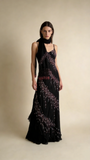 Black Spaghetti Straps Sheath Chiffon Beaded Vintage Long Evening Party Dresses, HZ0319