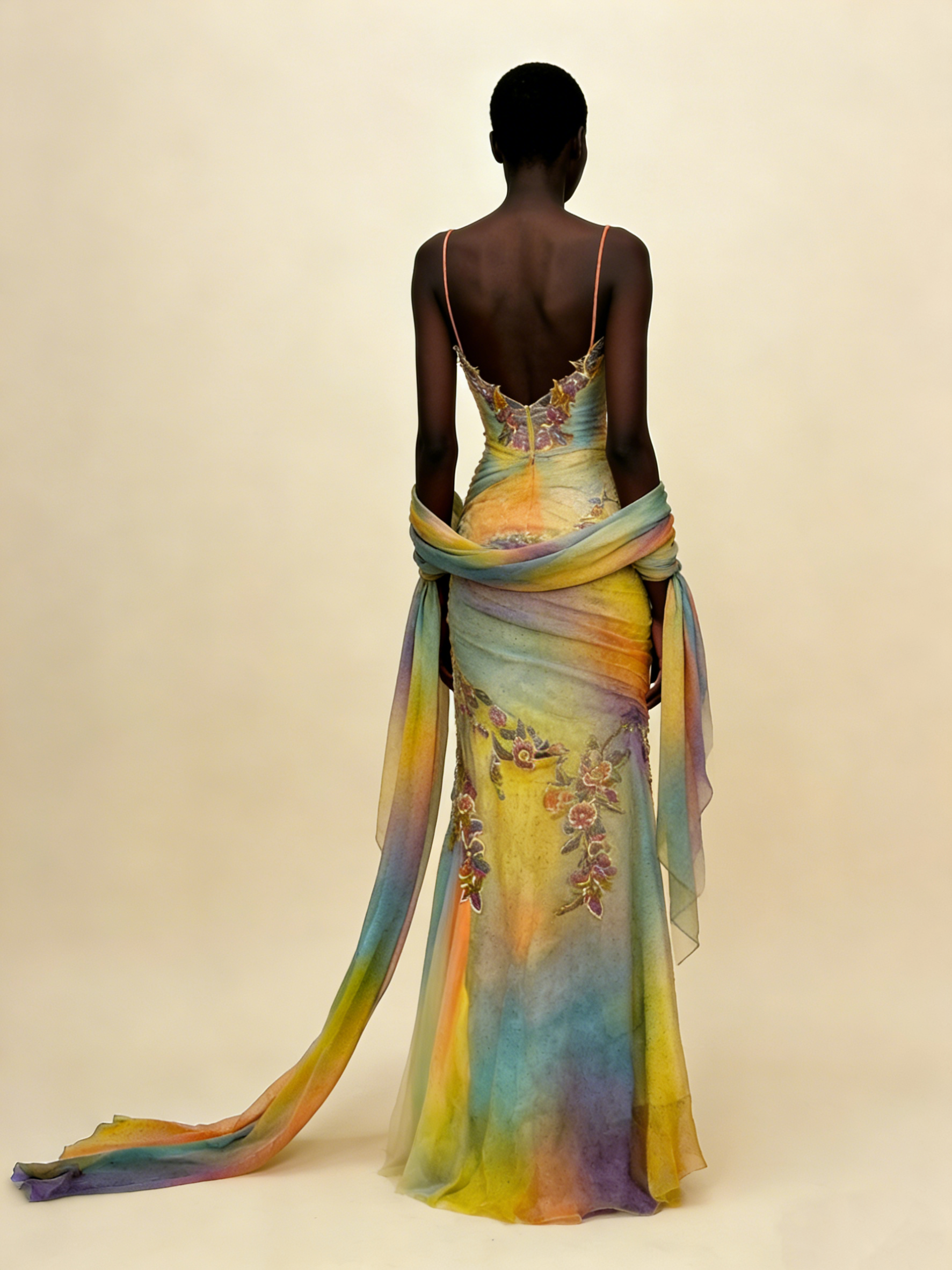 Colorful Straps Appliques Tulle Mermaid Long Party Dress Retro Evening Dress, HZ0319