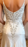 New Arrival Spaghetti Straps A-Line Beading Long Wedding Dress Bridal Dress, HZ0319