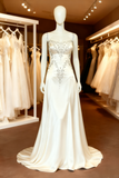 New Arrival Spaghetti Straps A-Line Beading Long Wedding Dress Bridal Dress, HZ0319