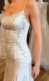 New Arrival Spaghetti Straps A-Line Beading Long Wedding Dress Bridal Dress, HZ0319