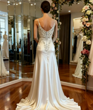 New Arrival Spaghetti Straps A-Line Beading Long Wedding Dress Bridal Dress, HZ0319