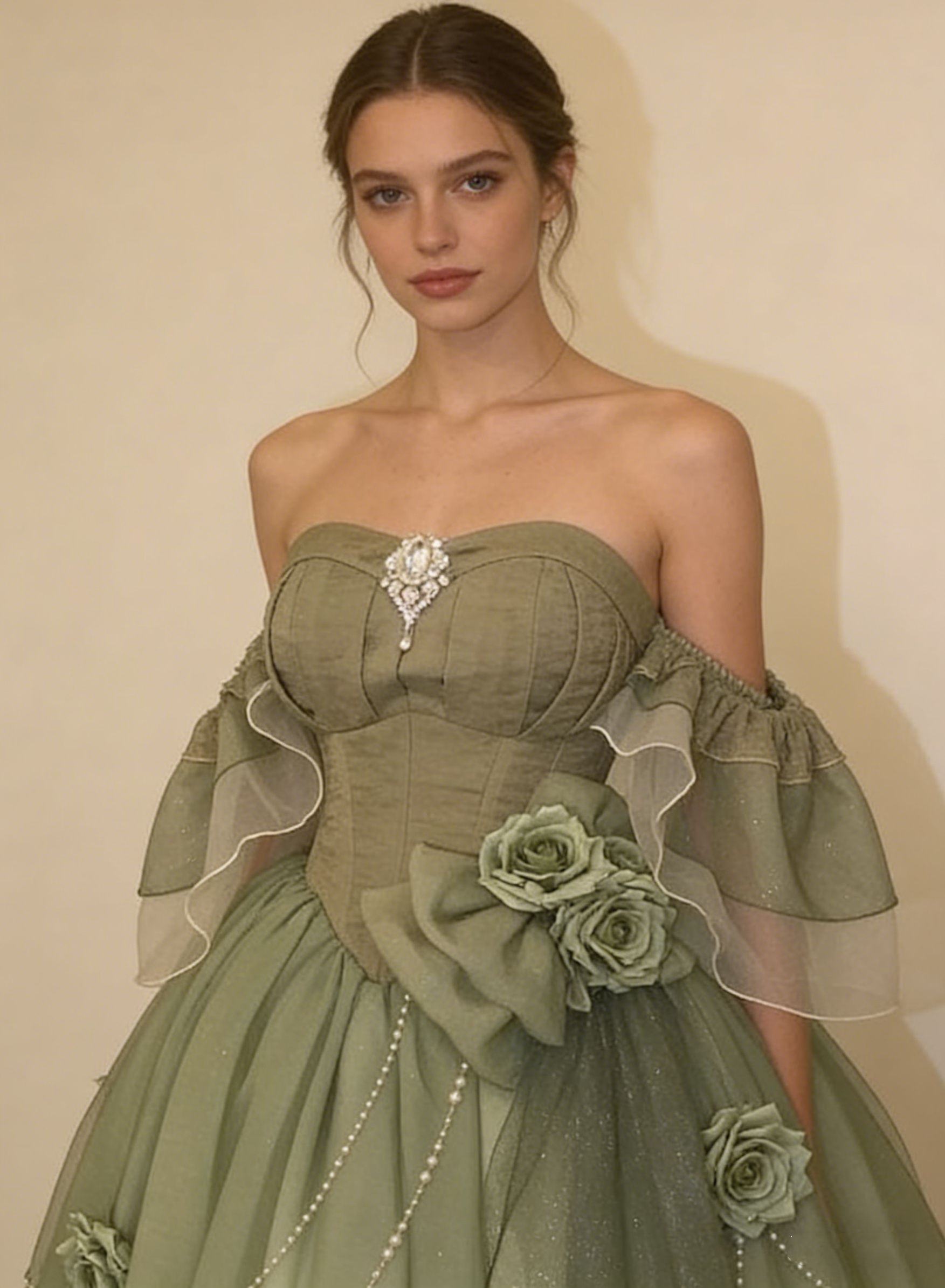 Green Off Shoulder A-Line Floral Short Party Dress Cute Mini Birthday Dress, HZ0319
