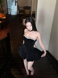 Shiny Velvet Strapless Sleeveless Sweet 16 Dress Homecoming Dress with Bowknot HZ0319