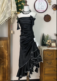 Noble Strapless Fold Shealth Mermaid Prom Dress Evening Dress with Bowknot HZ0319