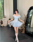 Seaside Lace Square Neckline Ruffle Floral Sweet 16 Dress Homecoming Dress HZ0319