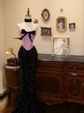 Shiny Strapless Sweetheart Neckline Sheath Mermaid Prom Dress Evening Dress with Bowknot HZ0319