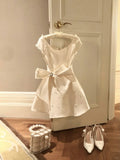 Cute A Line Crew Neck Pearl Crystal Bowknot Short Prom Dress Birthday Party Sweet 16 Dress HZ0319