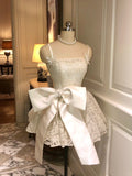 Cute Spaghetti Straps Butterfly Pearl Embroidery Pleated Sweet 16 Dress Birthday Party Dress HZ0319