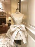 Cute Spaghetti Straps Butterfly Pearl Embroidery Pleated Sweet 16 Dress Birthday Party Dress HZ0319