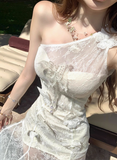Sweet One Shoulder Flower Pleated Tulle Skirt Party Dress Prom Dress Women Dress Summer Dress HZ0319