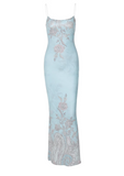 Sexy Spaghetti Straps Printed Suspender Dress Sheath elastic slim fit Ankle-Length Skirt Seaside Women Dress Summer Dress HZ0319