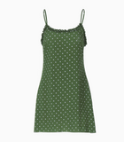Fashion A Line Spaghetti Straps Ruffled Polka Dot Print Zipper Short Skirt Summer Dress Women Dress HZ0319