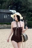 Holiday Style Halter Backless Fold Skirt Party Dress Drape dress Summer Dress Women Dress HZ0319