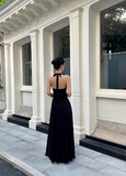 French A Line Lace V-neck Halter Backless Pleated Seaside Holiday Female Long Dress Date Dress HZ0319