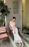 Sexy Off-the-Shoulder Sheath Lace Ankle Long Floral Skirt Women Date Dress Summer Seaside Dress HZ0319