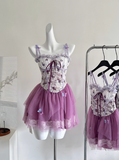 Cute Spaghetti Straps Lace Pleated Tulle Butterfly Summer Dress Women Dress HZ0319
