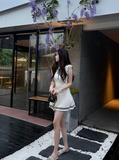 Preppy A Line Lace-up Pleated Short Skirt Summer Women Daily Dress HZ0319