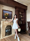 Cute A Line V-neck Floral Short Summer Skirt Women Date Dress HZ0319