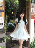Beauty A Line Astmmetrical Neck Pleated RuffleTulle Skirt Women Summer Date Dress HZ0319