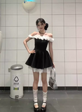 Cute A Line Off the Shoulder Pleated Tulle Sweet Date Skirt Women Summer Dress HZ0319