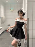 Cute A Line Off the Shoulder Pleated Tulle Sweet Date Skirt Women Summer Dress HZ0319