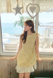Sweet Crew Neck Bowknot Ruffle Pleated Short Skirt Summer Date Dress Women Dress HZ0319