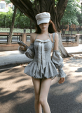 Sweet Halter Strip Bowknot Short Summer Skirt Women Date Dress HZ0319