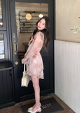 Vacation A Line Pleated Ruffle Floral Dress Short Summer Party Skirt Women Date Dress HZ0319