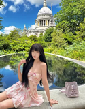 Vacation Halter Pleated Floral Summer Short Skirt Women Date Dress HZ0319