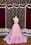 Cute Strapless Floral Tiered Ruffle Birthday Party Dress Quinceanera Dress Prom Dress Evening Dress HZ0319