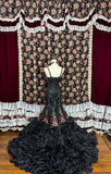 Sexy Spaghetti Straps Embroidered Flower Sequins Beading Pleated Tulle Prom Dress Queen Dress Evening Dance HZ0319