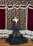 Sexy Spaghetti Straps Embroidered Flower Sequins Beading Pleated Tulle Prom Dress Queen Dress Evening Dance HZ0319