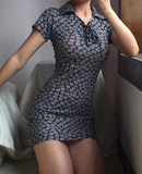 Vintage Lapel Tie Print Floral Short Skirt Summer Date Dress Vacation Women Party Dress HZ0319