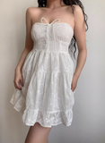 Vacation Strapless Floral Pleated Ruffle Short Skirt Summer Seaside Dress Women Date Party Dress HZ0319