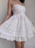 Vacation Strapless Floral Pleated Ruffle Short Skirt Summer Seaside Dress Women Date Party Dress HZ0319