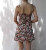 Cute A Line Spaghetti Straps Oil Painting Floral Short Skirt Party Dress Women Summer Vacation Dress HZ0319
