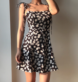Cute A Line Spaghetti Straps Floral Short Skirt Women Teenage Girl Summer Dress Vacation Date Dress HZ0319