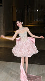 Shiny Sweetheart Neckline Bowknot Short Prom Dress Homecoming Dress Party Dress HZ0319