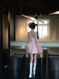 Cute Pink Square Neckline Pleated Short Prom Dress Homecoming Dress Birthday Party Dress HZ0319