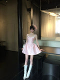 Cute Pink Square Neckline Pleated Short Prom Dress Homecoming Dress Birthday Party Dress HZ0319