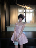 Cute Pink Square Neckline Pleated Short Prom Dress Homecoming Dress Birthday Party Dress HZ0319