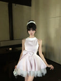 Cute A Line Bowknot Tulle Tiered Short Prom Dress Homecoming Dress Birthday Party Dress HZ0319