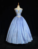 Sweet Spaghetti Straps Crystal Crystal Pleated Ball Gown Prom Dress Evening Dress Birthday Dress HZ0319