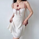 Versatile A Line Spaghetti Straps Lace up Short Skirt Summer Vacation Dress Women Teenage Girl Dress HZ0319